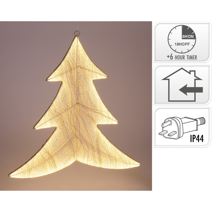 Decoração de Natal LED 260xLED/6W/230V 56 cm branco quente árvore/dourada