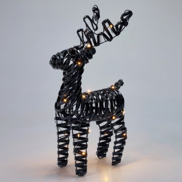 Decoração de Natal LED 30xLED/3xAA 37 cm branco quente rena/preto