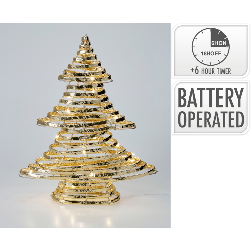 Decoração de Natal LED 30xLED/3xAA 40 cm branco quente árvore/dourada