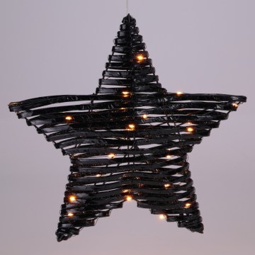 Decoração de Natal LED 30xLED/3xAA, estrela 40 cm, branco quente/preto