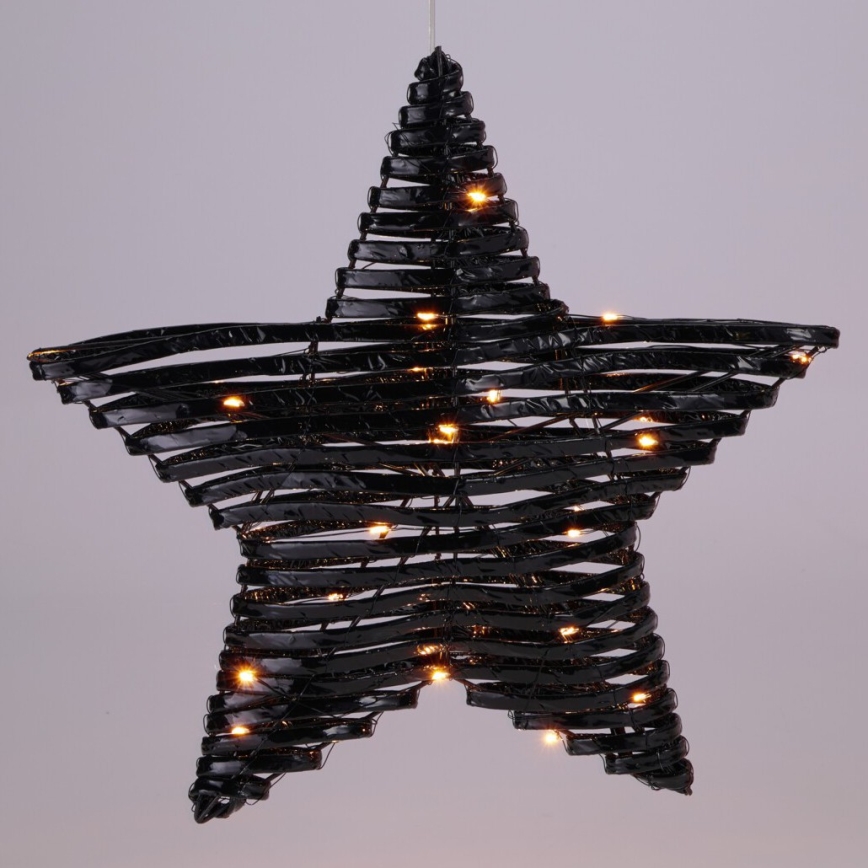 Decoração de Natal LED 30xLED/3xAA, estrela 40 cm, branco quente/preto
