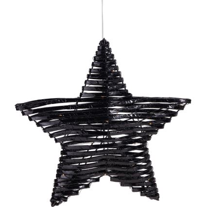 Decoração de Natal LED 30xLED/3xAA, estrela 40 cm, branco quente/preto