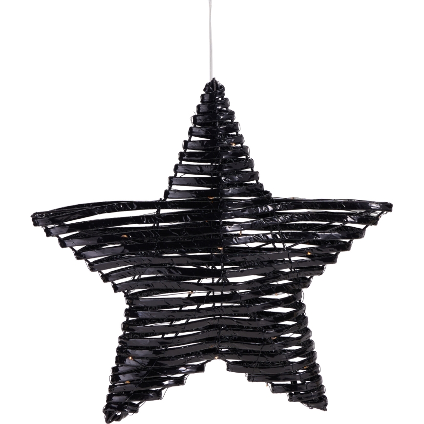 Decoração de Natal LED 30xLED/3xAA, estrela 40 cm, branco quente/preto