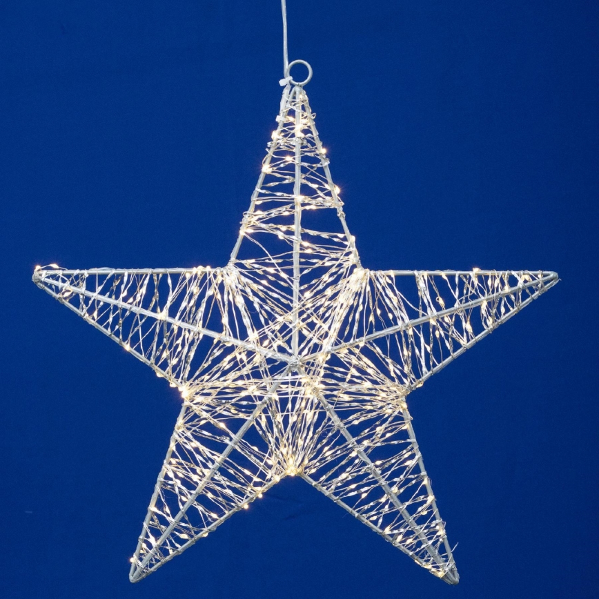 Decoração de Natal LED, 320 LEDs / 230 V, estrela de 45 cm, branco quente