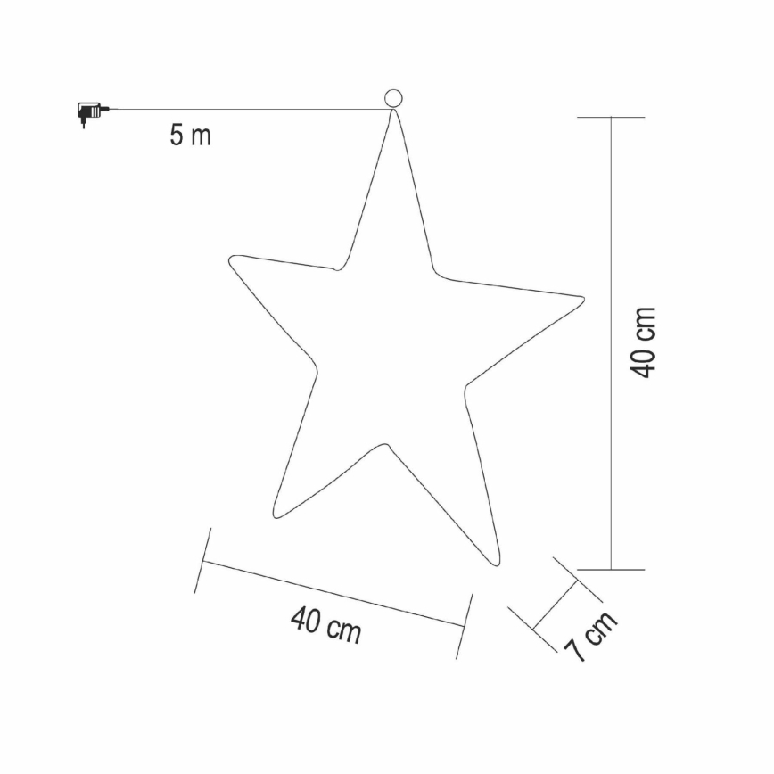 Decoração de Natal LED, 320 LEDs / 230 V, estrela de 45 cm, branco quente
