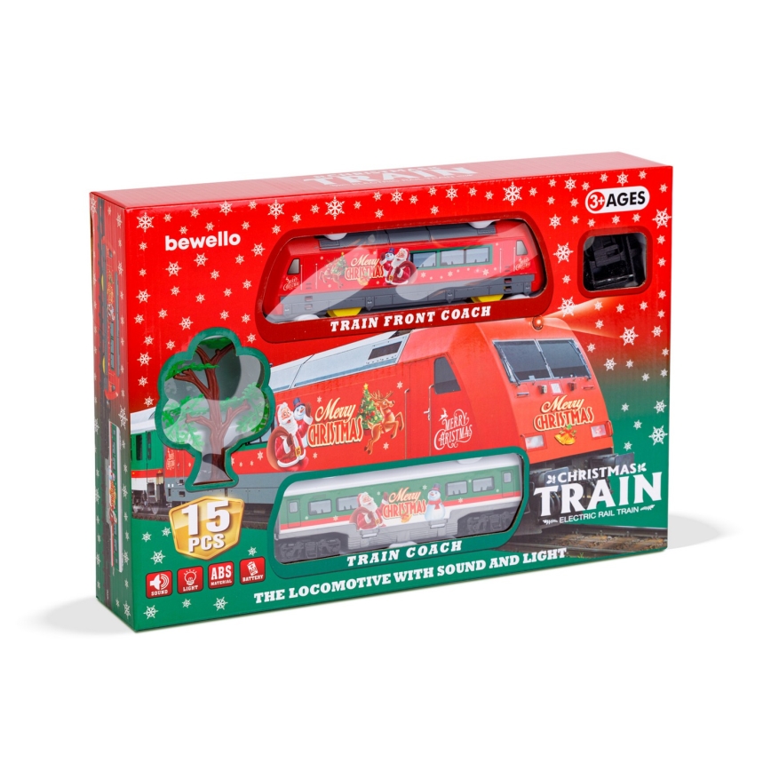 Decoração de Natal LED, 3x AA, 70 cm, comboio para colocar debaixo da árvore