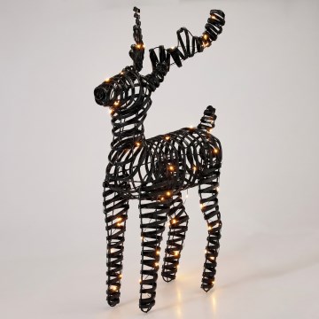 Decoração de Natal LED 60xLED/3xAA 60 cm branco quente rena/preta