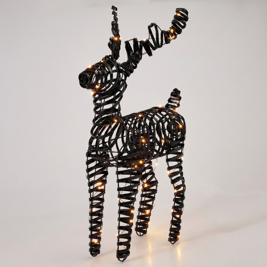 Decoração de Natal LED 60xLED/3xAA 60 cm branco quente rena/preta