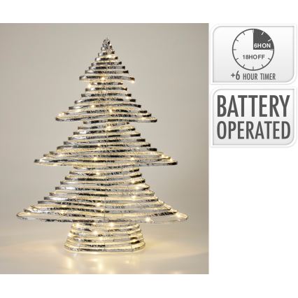 Decoração de Natal LED 60xLED/3xAA 60 cm luz branca quente árvore/prata