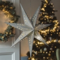 Decoração de Natal LED - estrela prateada, 20xLED/2xAA, luz branca quente