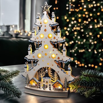 Decoração de Natal LED LED/2xAA/branco quente árvore