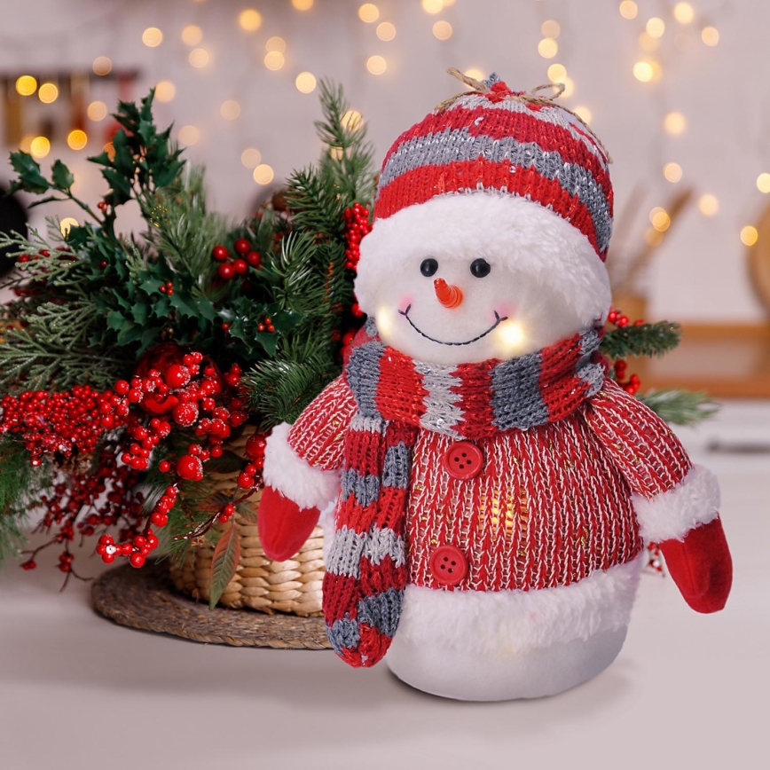 Decoração de Natal LED LED/3xAA boneco de neve