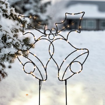 Decoração de Natal LED para exterior, 100 LEDs, 3xAA, IP44, branco quente, sinos