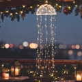 Decoração de Natal LED para exterior 160xLED/230V Ø 27 cm IP44 branco quente