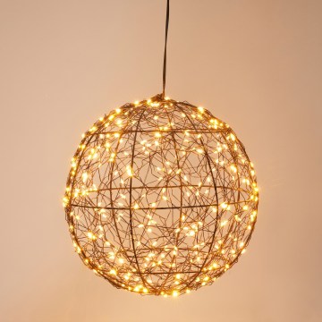 Decoração de Natal LED para exterior 300xLED/230V Ø 25 cm IP44 branco quente esfera/preta