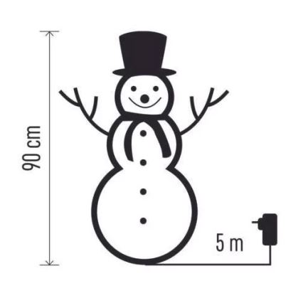 Decoração de Natal LED para exterior 80xLED/2,25W/4,5/230V IP44 90 cm boneco de neve