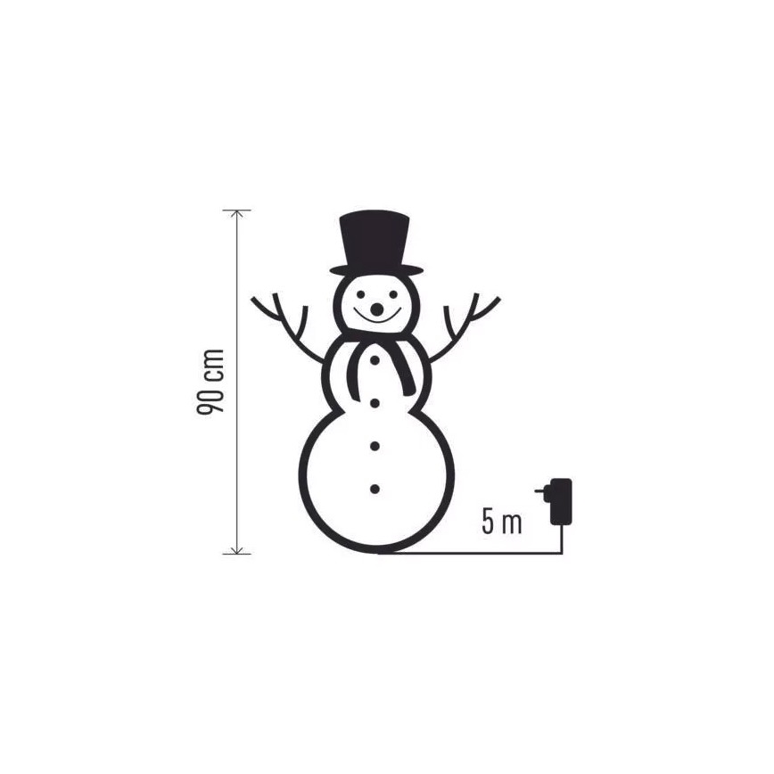 Decoração de Natal LED para exterior 80xLED/2,25W/4,5/230V IP44 90 cm boneco de neve