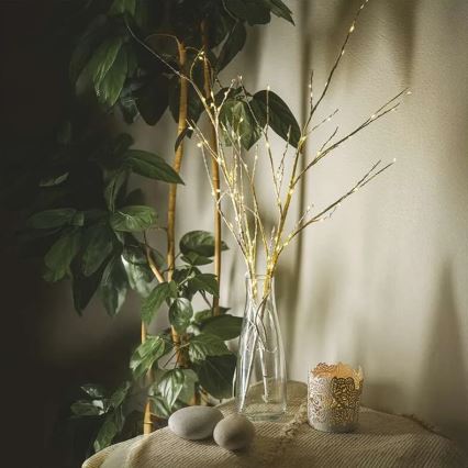 Decoração de Natal LED para exterior — 100 LEDs, 3x AA, branco quente, IP44