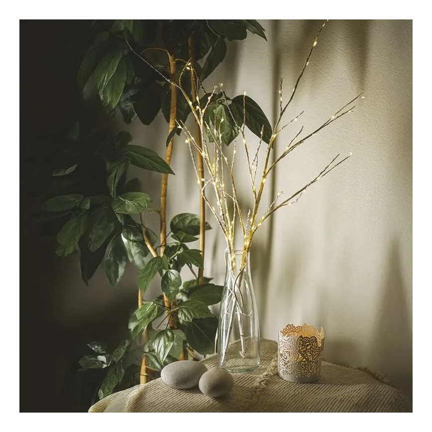 Decoração de Natal LED para exterior — 100 LEDs, 3x AA, branco quente, IP44