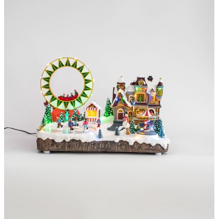 Decoração de Natal LED RGB animada com música 30xLED/1,5W/230V aldeia com neve