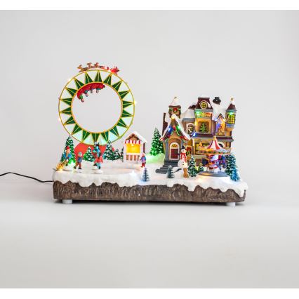 Decoração de Natal LED RGB animada com música 30xLED/1,5W/230V aldeia com neve