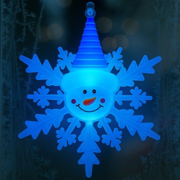 Decoração de Natal LED RGB com ventosa (LED/3xLR44) — boneco de neve, vermelho/azul/verde