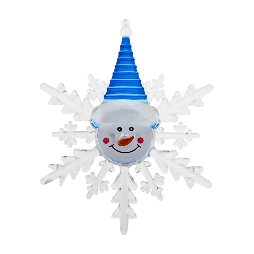 Decoração de Natal LED RGB com ventosa (LED/3xLR44) — boneco de neve, vermelho/azul/verde