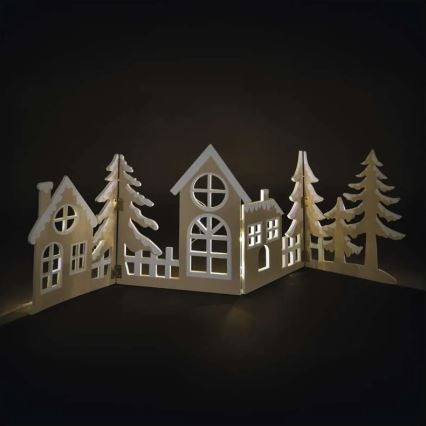 Decoração de Natal LED — 40 LEDs, 2x AA, branco quente, motivo cidade