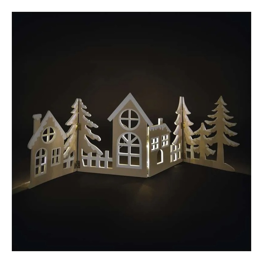 Decoração de Natal LED — 40 LEDs, 2x AA, branco quente, motivo cidade