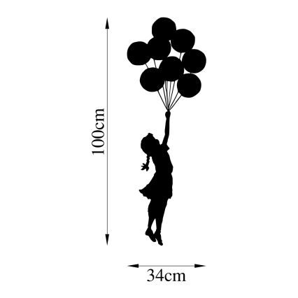 Decoração de parede 100x34 cm rapariga metal