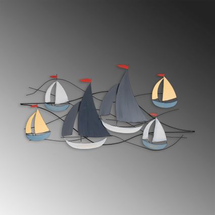 Decoração de parede 120x60 cm barcos à vela metal