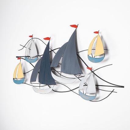 Decoração de parede 120x60 cm barcos à vela metal