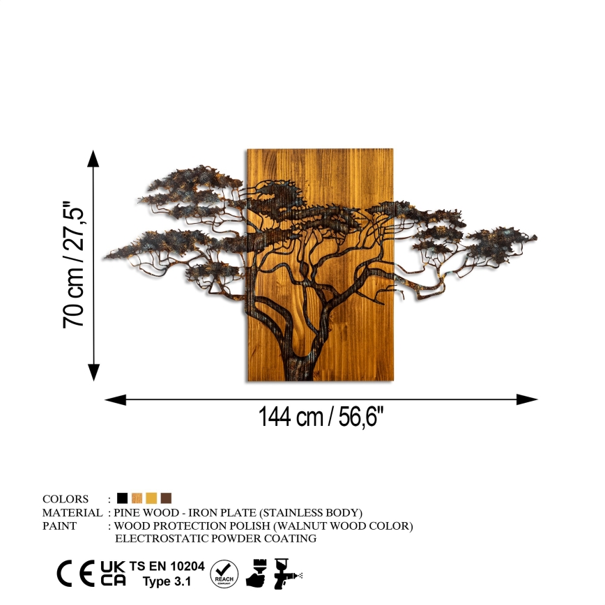 Decoração de parede 144x70 cm árvore