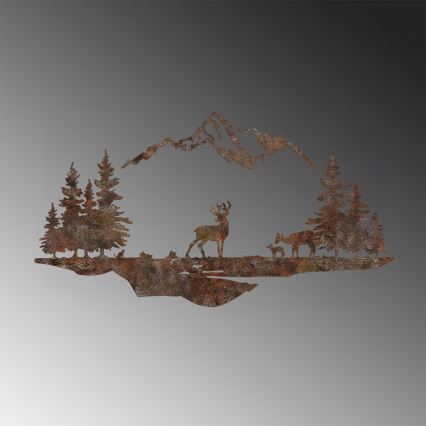 Decoração de parede 2 pçs 70x38 cm veado metal/castanho