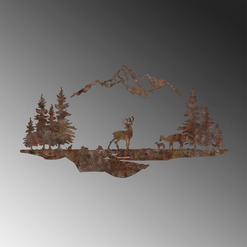 Decoração de parede 2 pçs 70x38 cm veado metal/castanho