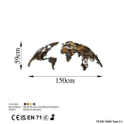 Decoração de parede 2 unid. 150x59 cm planeta metal