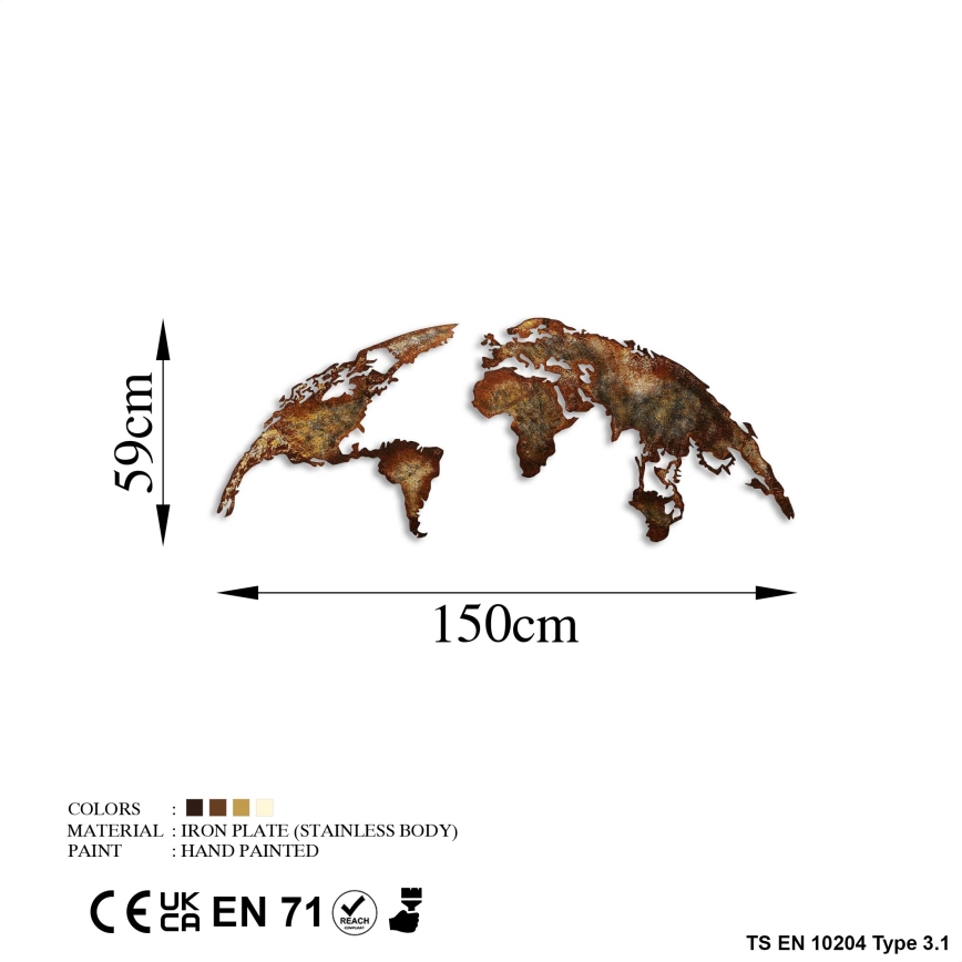Decoração de parede 2 unid. 150x59 planeta metal