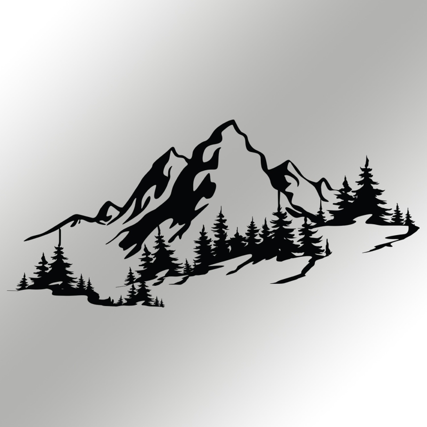 Decoração de parede 30x67 cm montanhas em metal