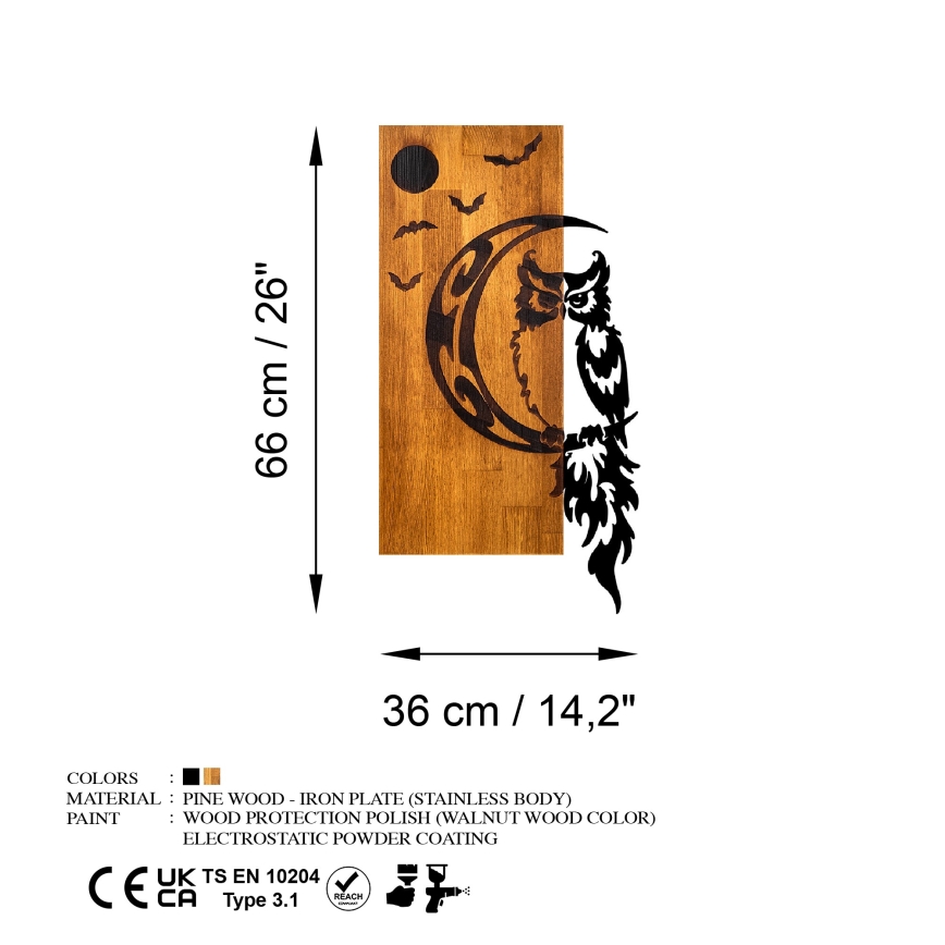 Decoração de parede 36x66 cm coruja