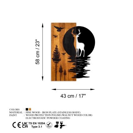 Decoração de parede 43x58 cm veado e lua