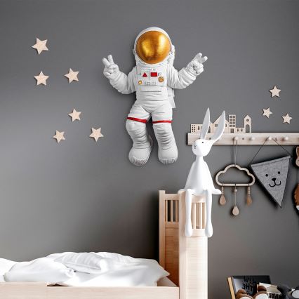 Decoração de parede 47x35 cm astronauta dourado