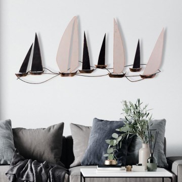 Decoração de parede 52x117 cm veleiro em metal