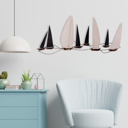 Decoração de parede 52x117 cm veleiro em metal