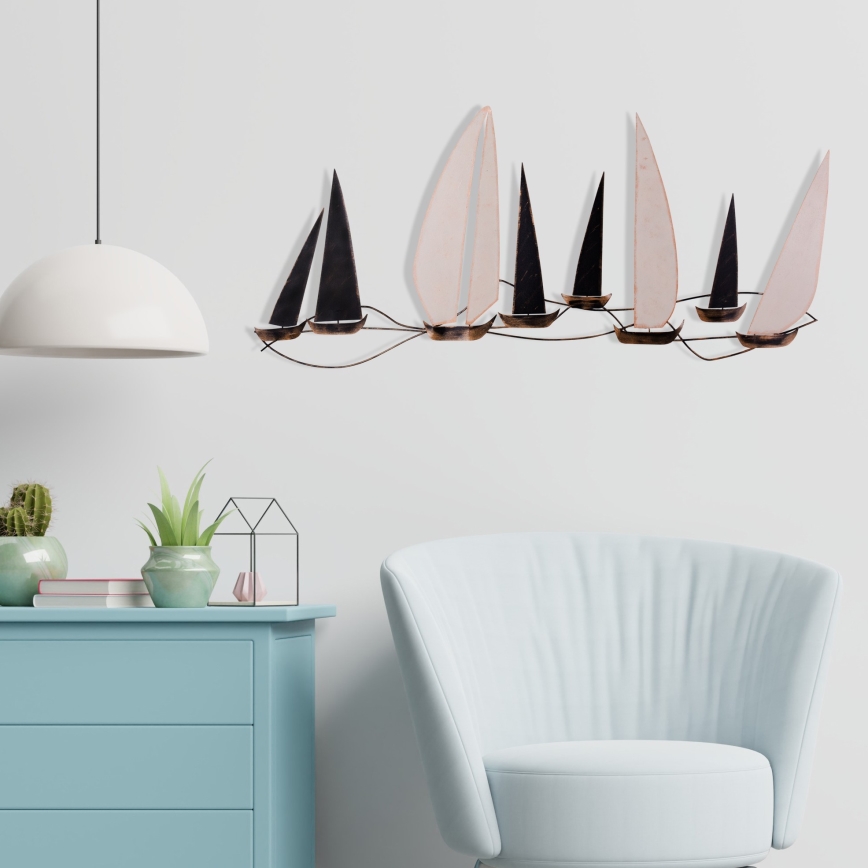 Decoração de parede 52x117 cm veleiro em metal