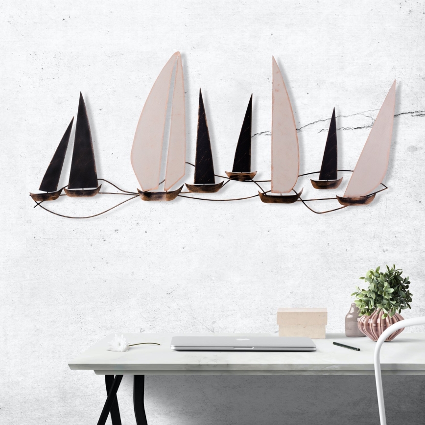 Decoração de parede 52x117 cm veleiro em metal