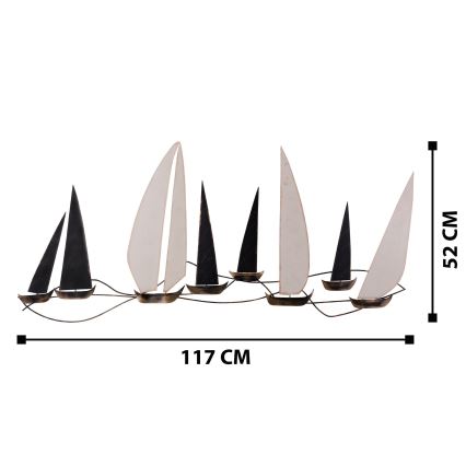 Decoração de parede 52x117 cm veleiro em metal
