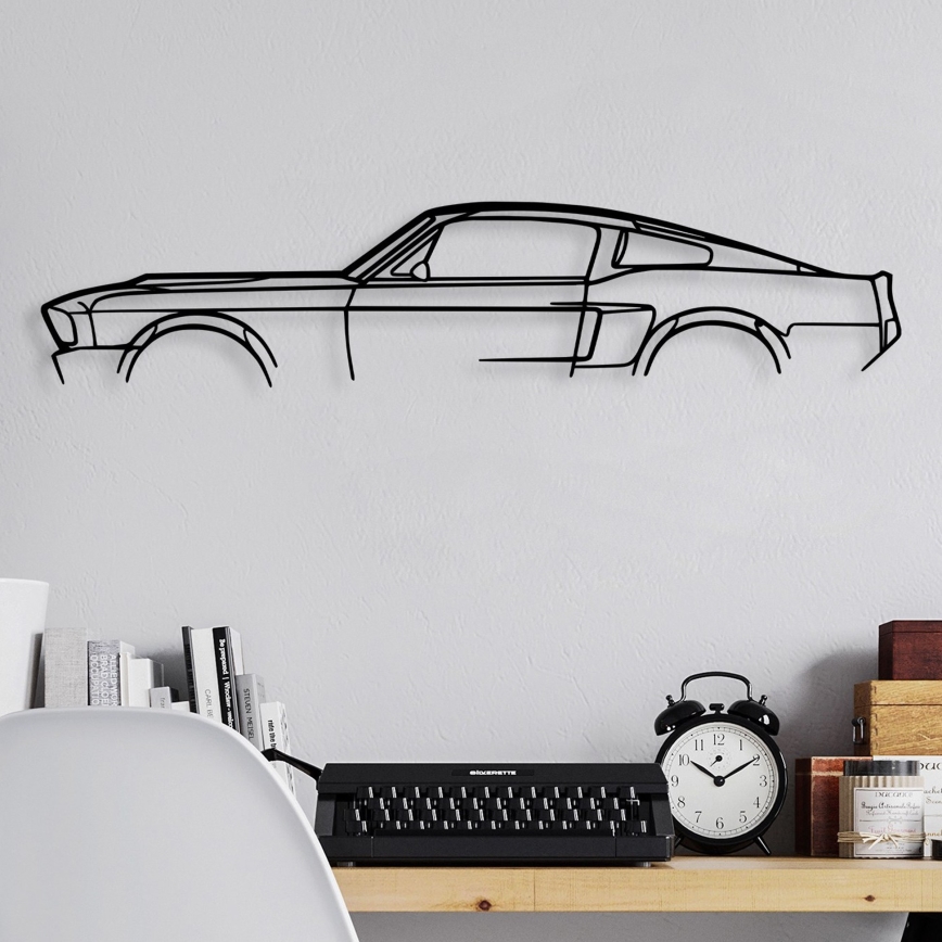 Decoração de parede 70x15 cm carro metal