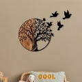 Decoração de parede 71x92 cm árvore madeira/metal