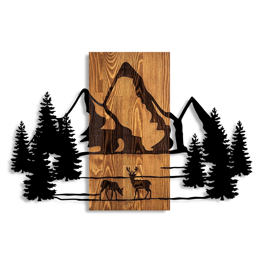 Decoração de parede 88x57 cm montanhas madeira/metal