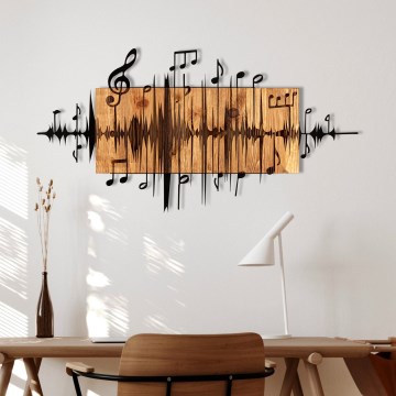 Decoração de parede 90x47 cm notas madeira/metal
